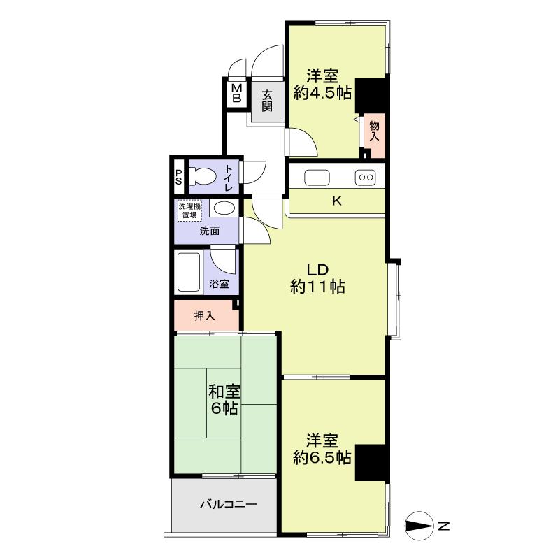 Floor plan. 3LDK, Price 18,800,000 yen, Occupied area 59.73 sq m , Balcony area 4.12 sq m