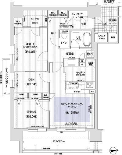 Floor: 1LDK + N + DEN ・ 2LDK + DEN, occupied area: 73.18 sq m, Price: 37.5 million yen ・ 39,900,000 yen