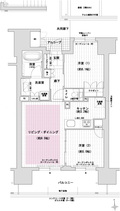 Floor: 2LDK, occupied area: 53.56 sq m, Price: 30.6 million yen