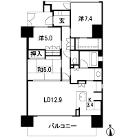 Floor: 3LDK + WIC, the occupied area: 80.05 sq m, Price: 39.4 million yen