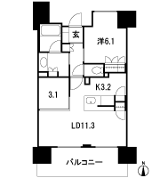 Floor: 1LDK + DEN, occupied area: 53.56 sq m, Price: 30.6 million yen
