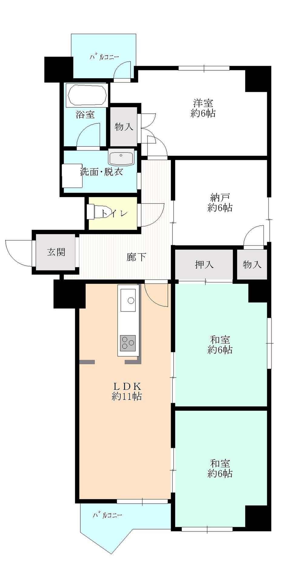 Floor plan. 3LDK + S (storeroom), Price 22,800,000 yen, Occupied area 77.35 sq m , Balcony area 6.21 sq m