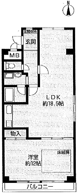 Floor plan. 1LDK, Price 16.8 million yen, Occupied area 68.41 sq m , Balcony area 4.9 sq m