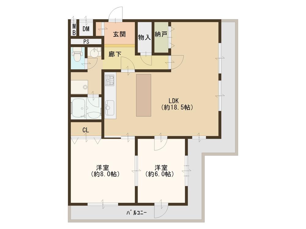 Floor plan. 2LDK, Price 16,900,000 yen, Occupied area 79.32 sq m , Balcony area 20.1 sq m each place renovation completed