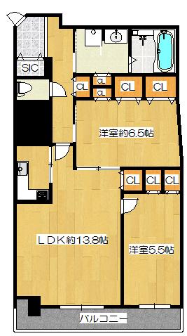 Floor plan. 2LDK, Price 28.5 million yen, Occupied area 60.67 sq m , Balcony area 9.67 sq m