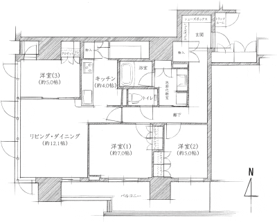 Floor: 3LDK, occupied area: 85.87 sq m, Price: 43,280,000 yen