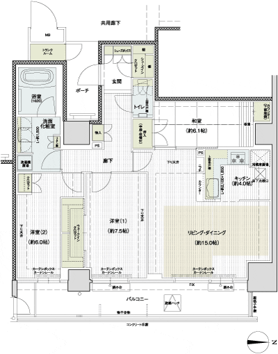Floor: 3LDK, occupied area: 95.01 sq m, Price: 61,880,000 yen