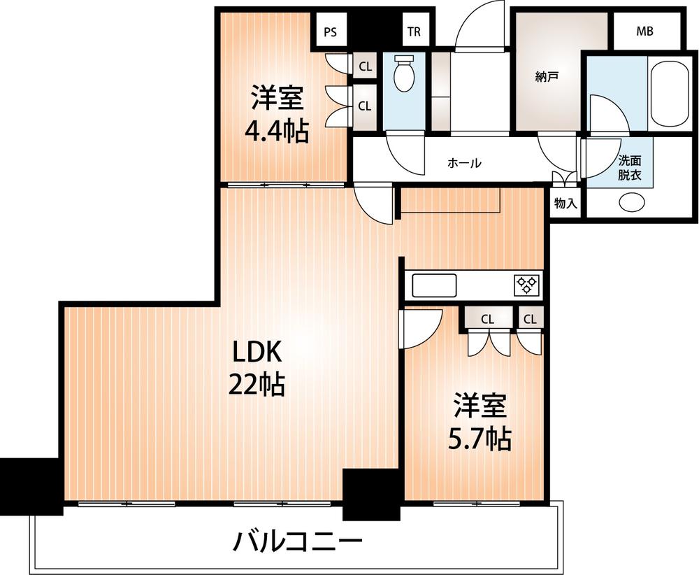 Floor plan. 2LDK + S (storeroom), Price 48 million yen, Occupied area 76.13 sq m , Balcony area 12.67 sq m