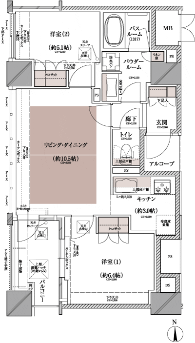 Floor: 2LDK, occupied area: 55.65 sq m, Price: 31,581,000 yen
