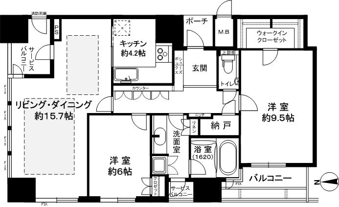 Floor plan. 2LDK + S (storeroom), Price 39,800,000 yen, Occupied area 85.16 sq m , Balcony area 5.58 sq m flooring 2LDK + WIC + storeroom. .