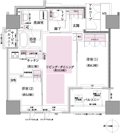 Floor: 2LDK, occupied area: 57.35 sq m, Price: 27.5 million yen ・ 30,100,000 yen