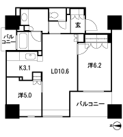 Floor: 2LDK, occupied area: 57.35 sq m, Price: 30.3 million yen