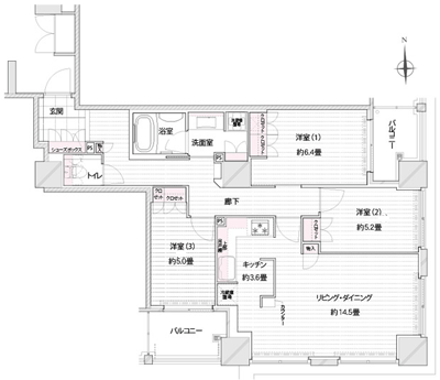 Floor: 3LDK, occupied area: 84.22 sq m, Price: 43.8 million yen