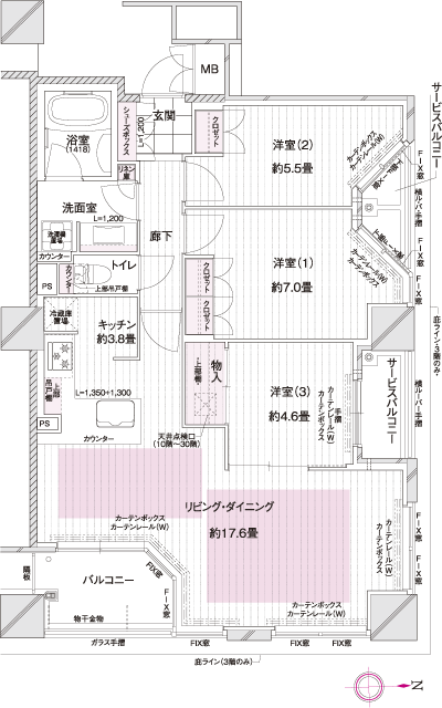 Floor: 3LDK, occupied area: 80.86 sq m, Price: 43.9 million yen