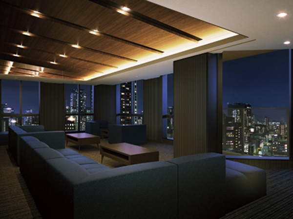 In dynamic panoramic window that extends from the feet, Night view of sparkling from feet fun Mel Sky Lounge (Rendering)