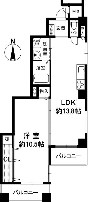 Floor plan. 1LDK, Price 12,850,000 yen, Occupied area 54.79 sq m , Balcony area 8.17 sq m 54 sq m , Spread of 1LDK.