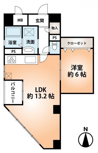 Floor plan. 1LDK, Price 11,980,000 yen, Occupied area 50.43 sq m , Balcony area 2.7 sq m   ■ Mato drawings ■  Good per sun per southwest angle room. All day sunlight is the weather of the day, I pour you.