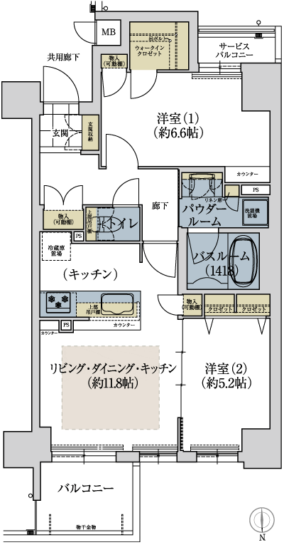 Floor: 2LDK, occupied area: 59.94 sq m, Price: 33,930,800 yen