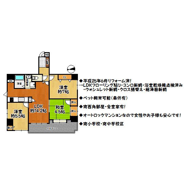 Floor plan. 3LDK, Price 24,800,000 yen, Footprint 71.8 sq m , Balcony area 71.8 sq m