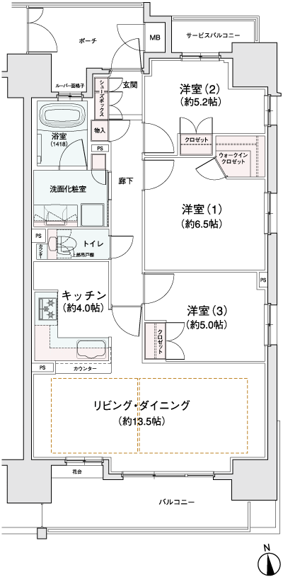 Floor: 3LDK, occupied area: 76.08 sq m, Price: 32.9 million yen