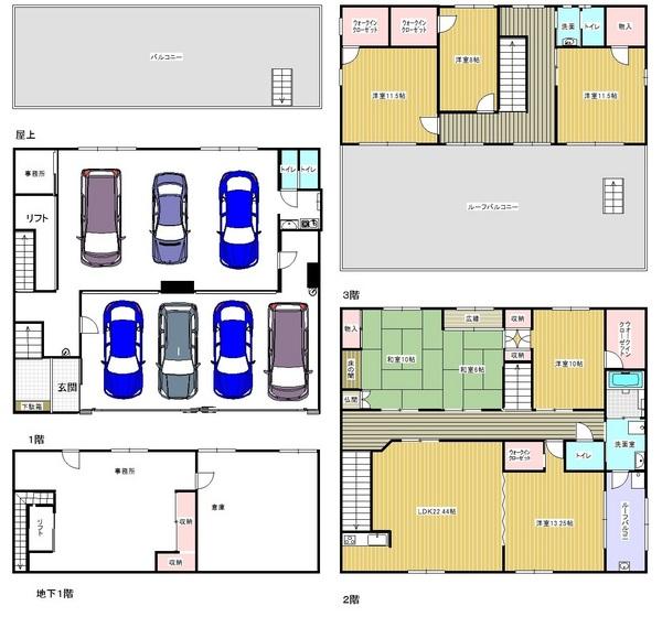 Floor plan. 129 million yen, 7LDK, Land area 193.87 sq m , Building area 449.04 sq m