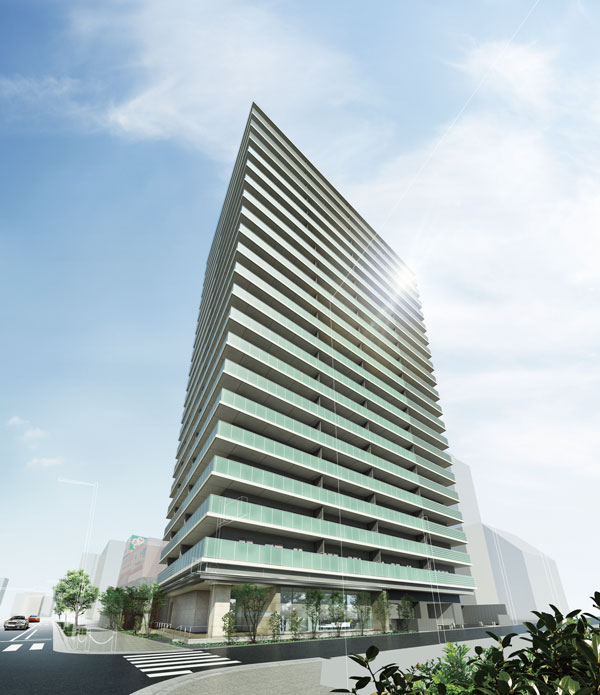 Features of the building.  [appearance] And strength of the 21-story form, The appearance that combines a delicate impression of milky glass handrail, Is likely to become a landmark of the town bell (Rendering)