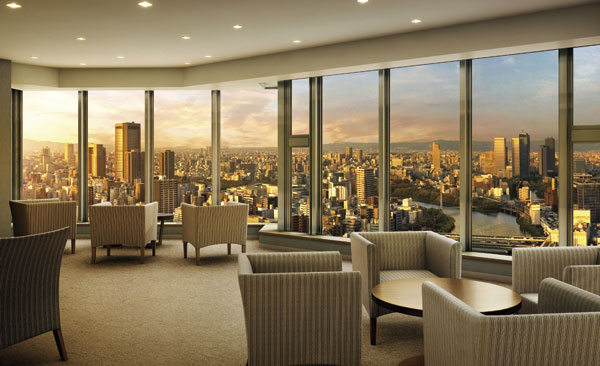 Shared facilities.  [View Lounge] A height of about 115m, View lounge spread on the ground floor 36. The scenery of cherry blossoms in the spring that decorate the river bank, The moment that love under eyes the climax of the Tenjin Festival in summer, Exactly this land, It is the charm of this property unique (Rendering)