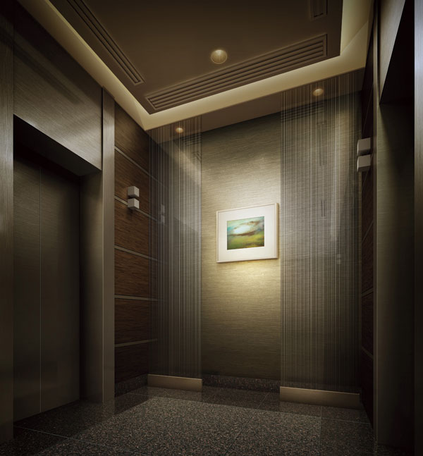 Shared facilities.  [elevator hall] In the elevator hall of all the floors, Paintings decorated, You richly directing the approach towards the private residence (Rendering)