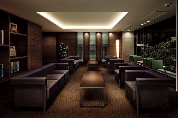 While admiring the trees of the treetops, Comfort lounge which can be used in multi-purpose as chat or business meeting location with a friend (Rendering)
