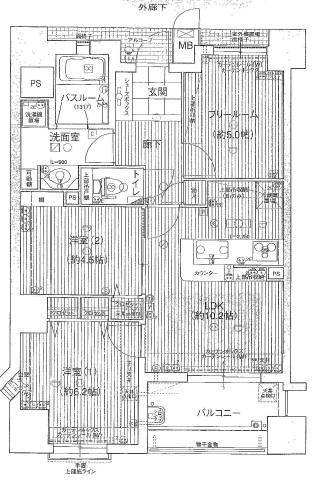 Floor plan. 3LDK, Price 24,800,000 yen, Occupied area 60.11 sq m , Balcony area 6.39 sq m
