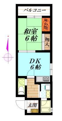 Floor plan. 1DK, Price 8.5 million yen, Footprint 38.1 sq m , Balcony area 2.8 sq m site (August 2013) Shooting