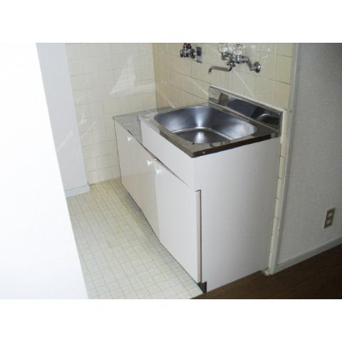 Kitchen. Two-burner gas stove can be installed