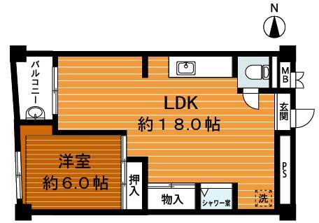 Floor plan. 1LDK, Price 12.9 million yen, Occupied area 51.33 sq m , Balcony area 3.34 sq m