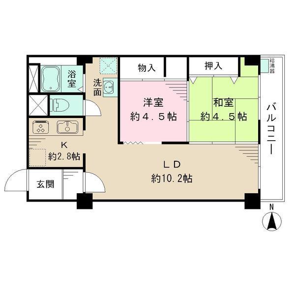 Floor plan. 2LDK, Price 13.8 million yen, Occupied area 55.35 sq m , Balcony area 6.3 sq m