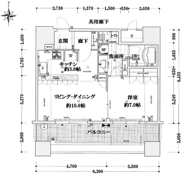 Floor plan. 1LDK, Price 32,100,000 yen, Occupied area 52.93 sq m , Balcony area 16.4 sq m