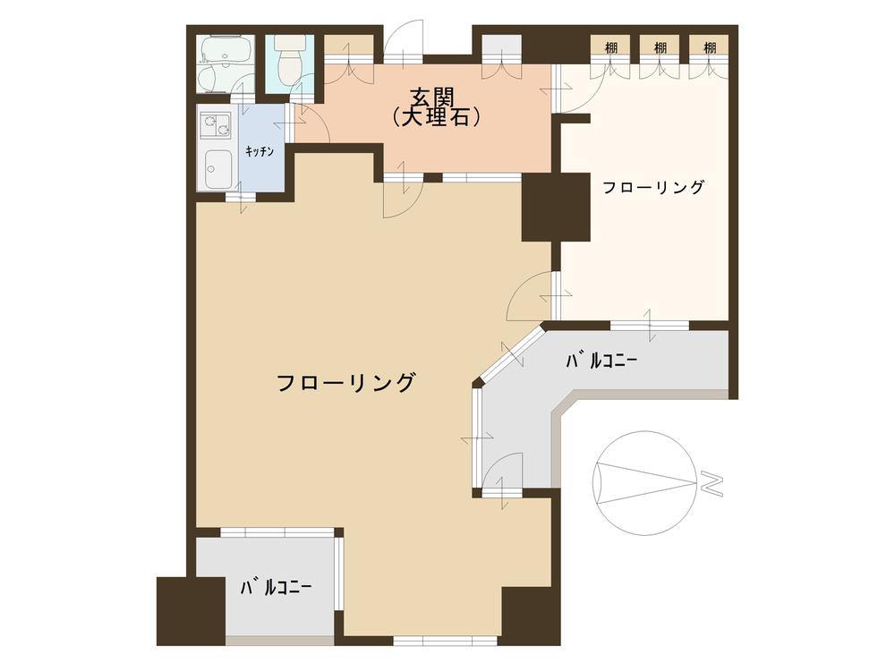 Floor plan. 1LDK, Price 39,800,000 yen, Occupied area 87.88 sq m , Balcony area 5 sq m