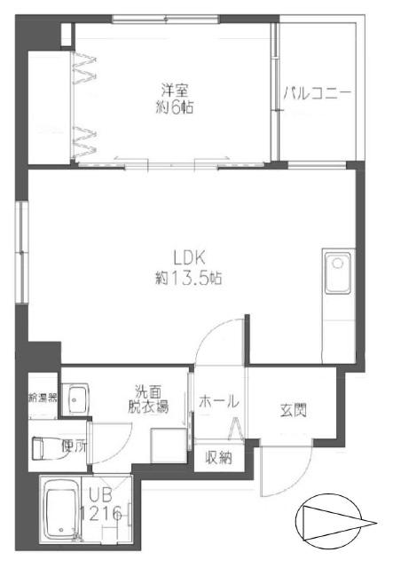 Floor plan. 1LDK, Price 11.6 million yen, Occupied area 47.35 sq m