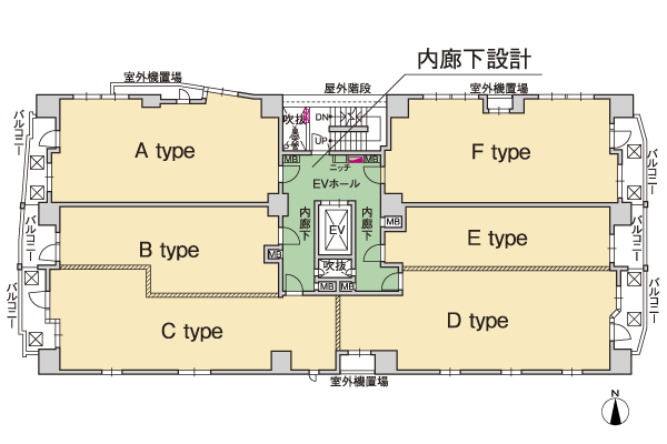 Features of the building.  [An inner corridor design] So that the privacy and security is improved, Design a corridor indoors. Like space, such as the hotel is directing, It brings an elegant atmosphere in the everyday (3 ~ 14 floor plan view)