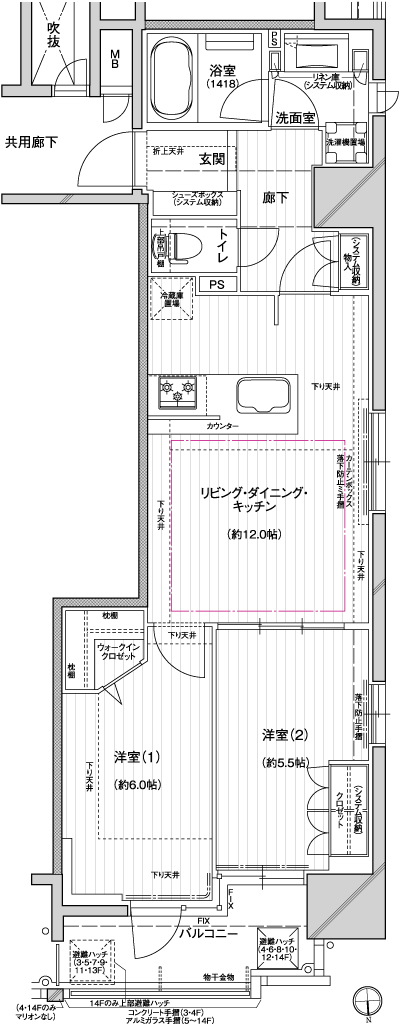 Floor: 2LDK, occupied area: 57.14 sq m, Price: 27,880,000 yen