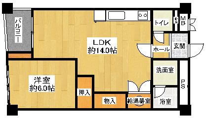 Floor plan. 1LDK, Price 13.8 million yen, Occupied area 51.33 sq m , Balcony area 3.34 sq m