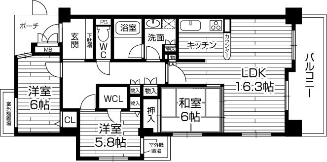Floor plan. 3LDK, Price 25 million yen, Occupied area 81.01 sq m , Balcony area 9.05 sq m