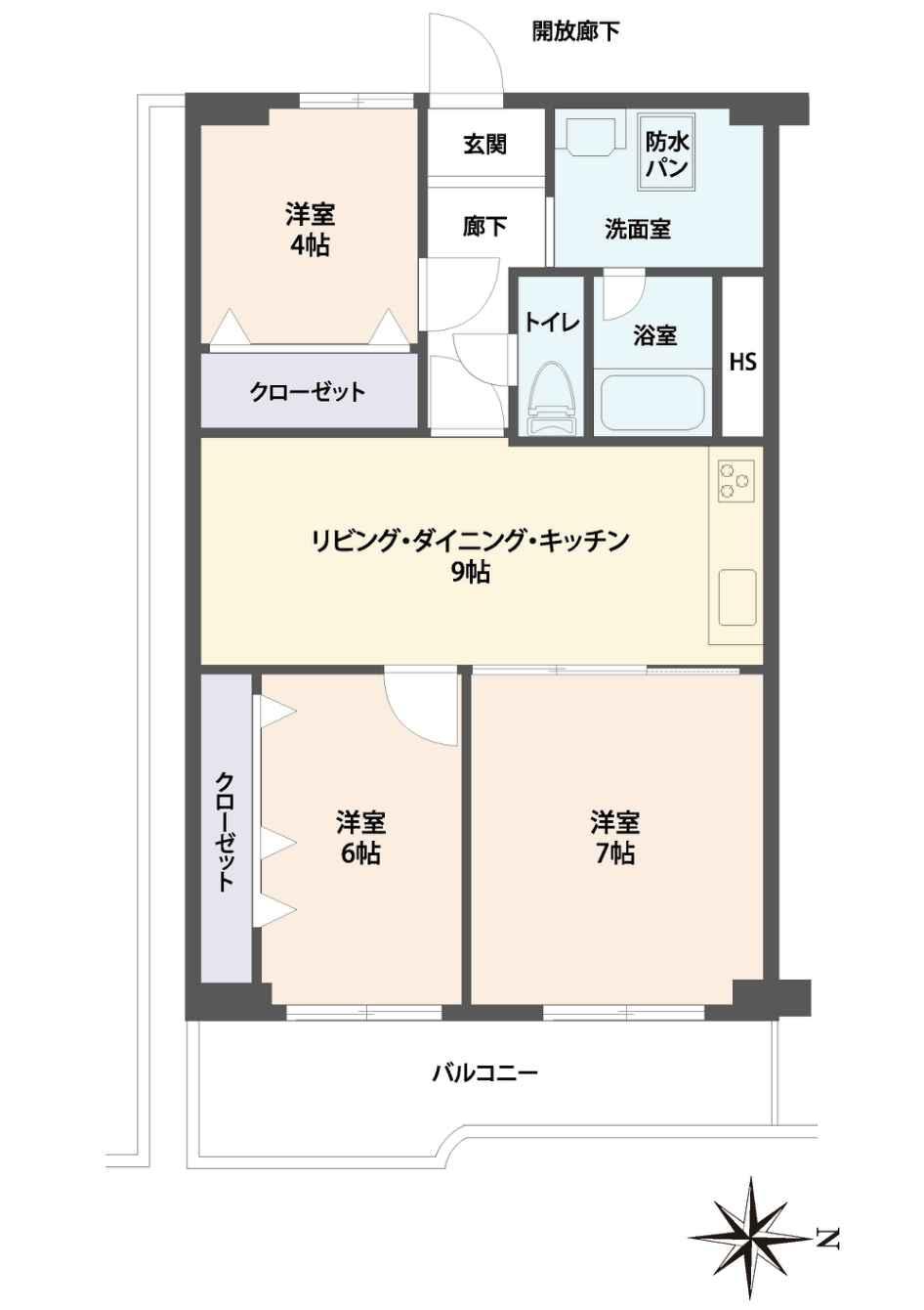 Floor plan. 3LDK, Price 14.9 million yen, Footprint 57.6 sq m , Balcony area 8 sq m