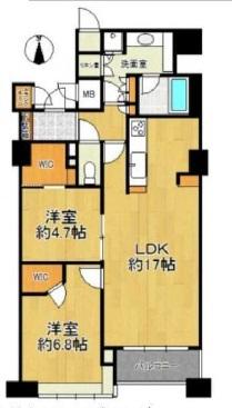 Floor plan. 2LDK, Price 39,900,000 yen, Occupied area 72.05 sq m , Balcony area 5.51 sq m