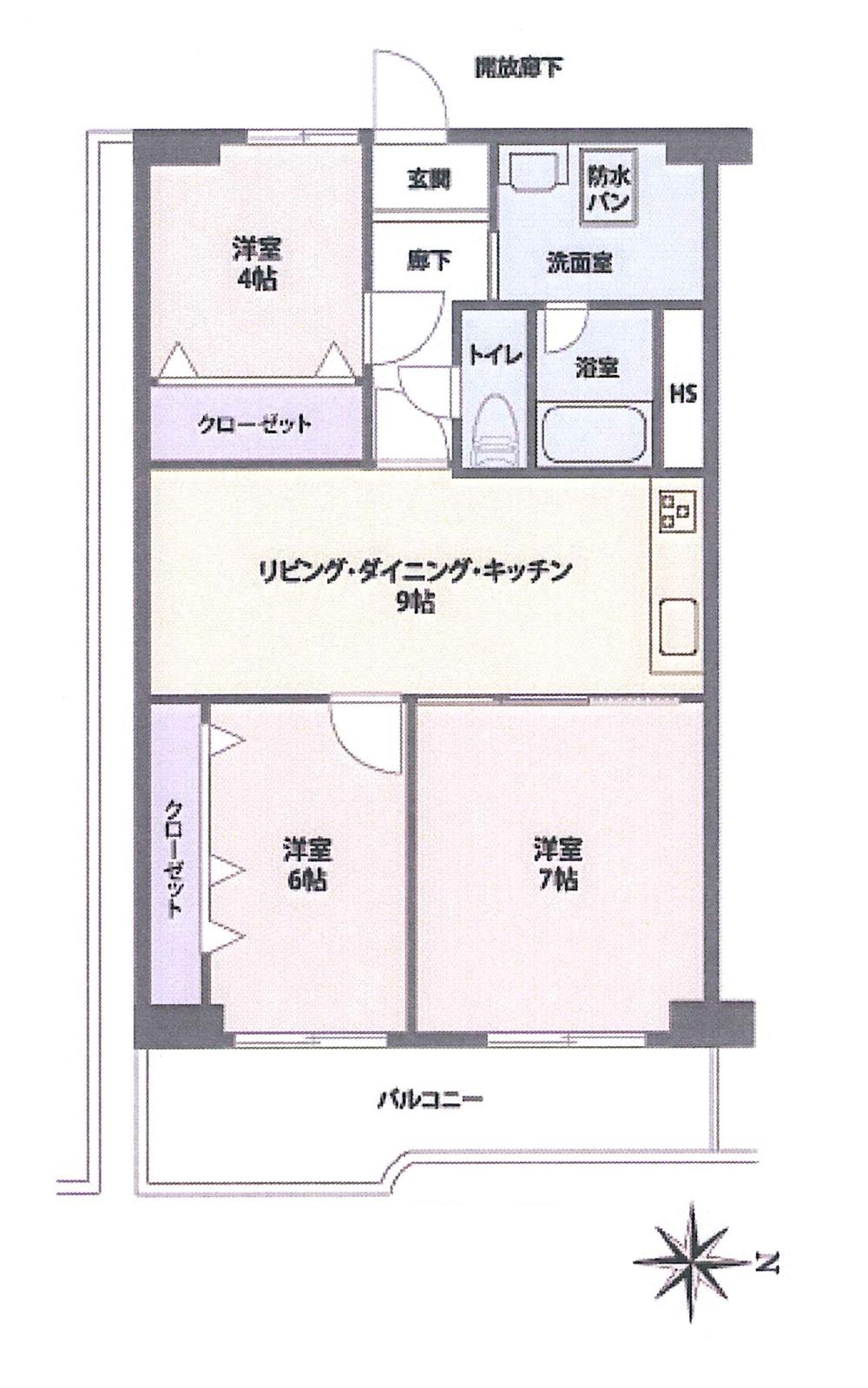 Floor plan. 3LDK, Price 15.8 million yen, Footprint 57.6 sq m , Balcony area 8 sq m family type of spacious 3LDK!