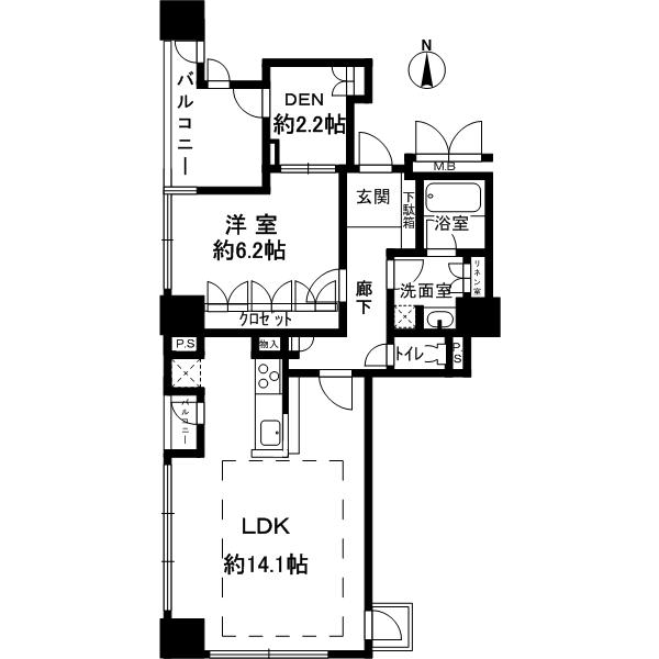 Floor plan. 1LDK, Price 34,800,000 yen, Occupied area 56.76 sq m , Balcony area 4.1 sq m
