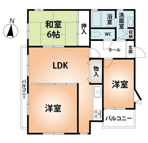 Floor plan. 4K, Price 17,900,000 yen, Occupied area 60.51 sq m , Balcony area 5.5 sq m southwest angle room, There is bright There are two sides balcony each room window.