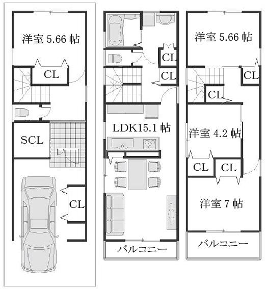 Building plan example (floor plan). Building plan example Building price 13.8 million yen,  Building area   103.32 sq m Set price 35,800,000 yen