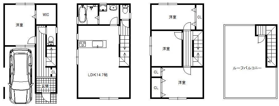 Floor plan. 35,800,000 yen, 4LDK, Land area 52.8 sq m , Building area 96.34 sq m