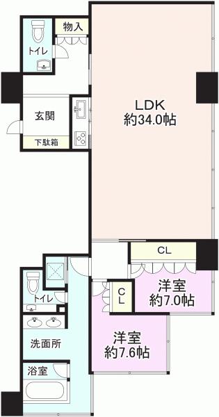 Floor plan. 2LDK, Price 100 million 28.5 million yen, Footprint 135.81 sq m