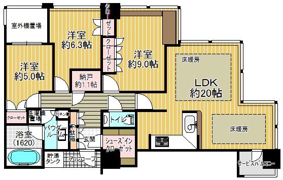 Floor plan. 3LDK, Price 68,800,000 yen, Occupied area 92.11 sq m